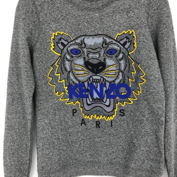 Kenzo light grey crewneck Tiger embroidered pullover sweater men’s XS - Picture 9 of 16